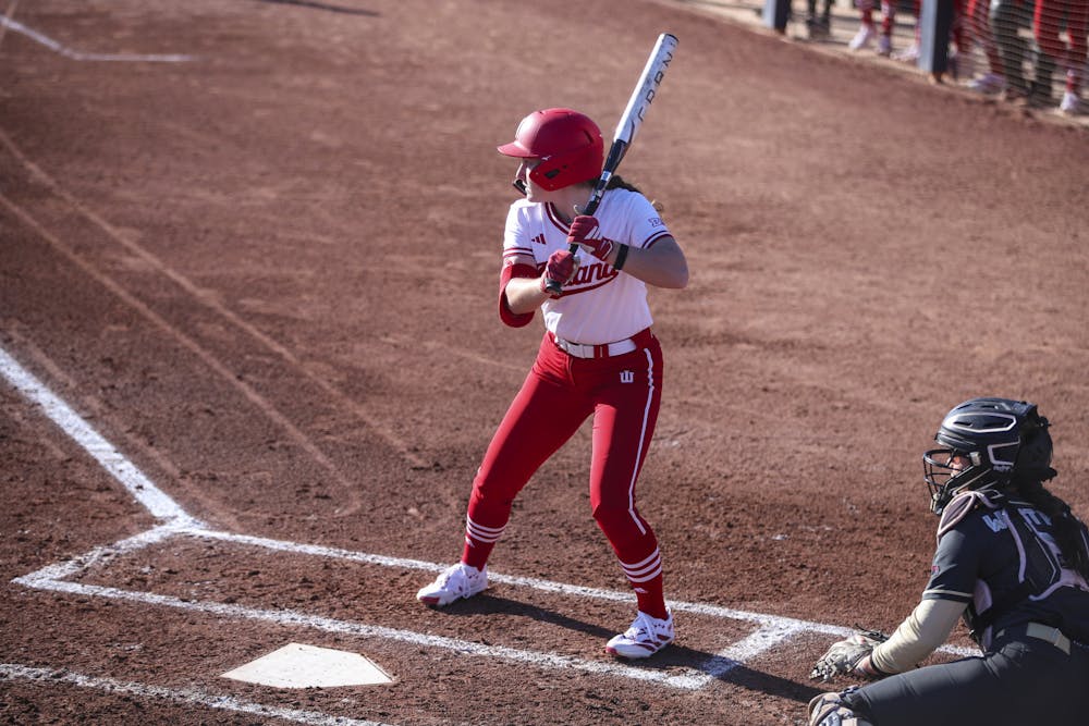 <p>Cassidy Kettleman awaits a pitch during an early-season contest in 2026. (Photo courtesy of IU Athletics)﻿</p>