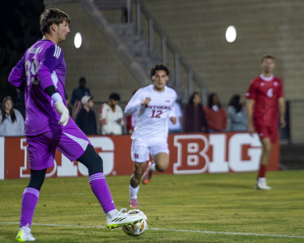 <p>Indiana keeper Holden Brown plays the ball during Indiana&#x27;s 5-0 win over Rutgers on Nov. 7, 2025. (HN photo/Olivia Smith)</p>