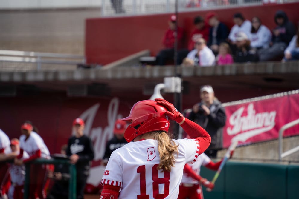 Freshman Avery Parker walks to the plate during Indiana's win over Wisconsin-Green Bay on March 4. (HN photo/Nicholas McCarry)