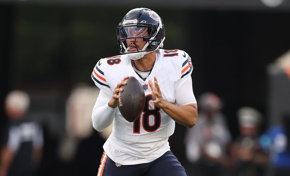 Chicago Bears quarterback Caleb Williams (18) looks to pass the ball against the Cincinnati Bengals during a preseason game at Paycor Stadium on Saturday, Aug. 22, 2026, in Cincinnati. (Andy Lyons/Getty Images/TNS)