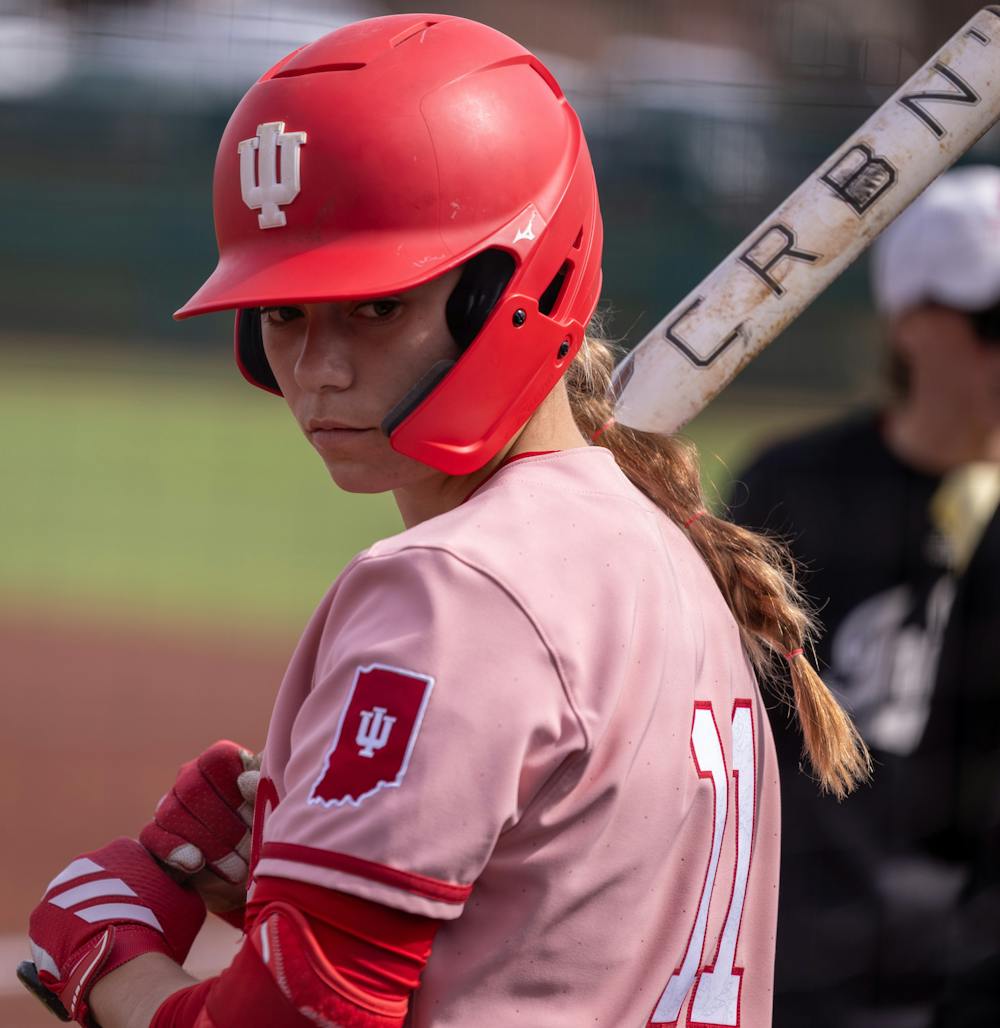 Brooke Mannon steps to the plate during Indiana's loss to Rutgers on March 15, 2026. (HN photo/Lindsey Soet)