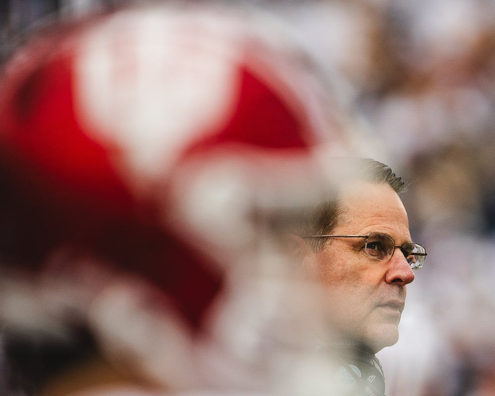 Curt Cignetti looks on during Indiana's win over Penn State on Nov. 8, 2025. (HN photo/Kallan Graybill)