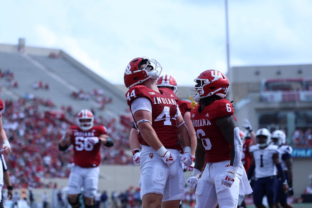 Zach Horton celebrates during Indiana’s win over Florida International on Aug. 30, 2024. (HN photo/Jaren Himelick)