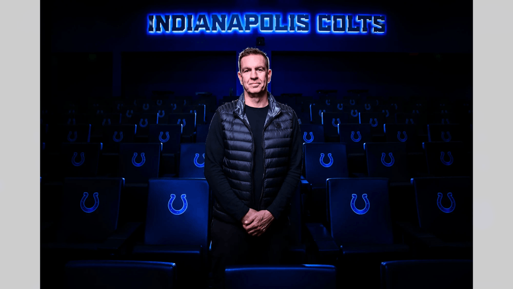 Indianapolis Colts defensive coordinator Lou Anarumo in the team room during his first day with the organization on Jan. 23, 2025. (Photo Courtesy of the Indianapolis Colts)
