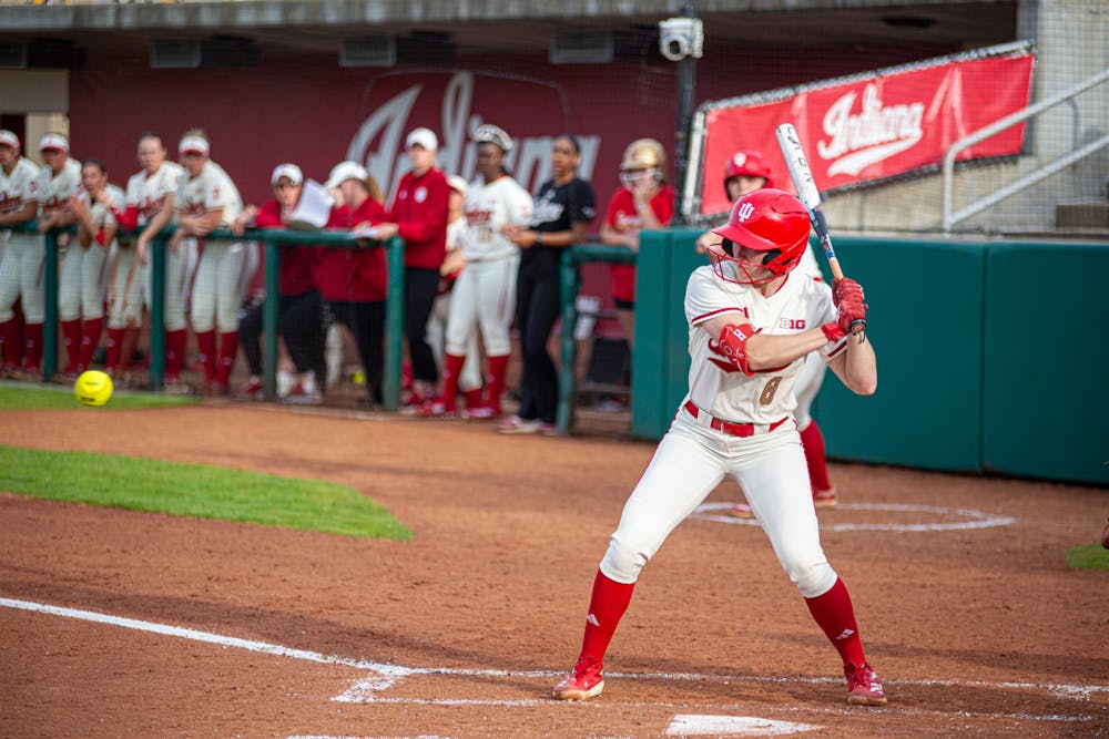 Madalyn Strader tracks a pitch during Indiana's win over Ball State on April 23, 2025. (HN photo/Mason Munn)