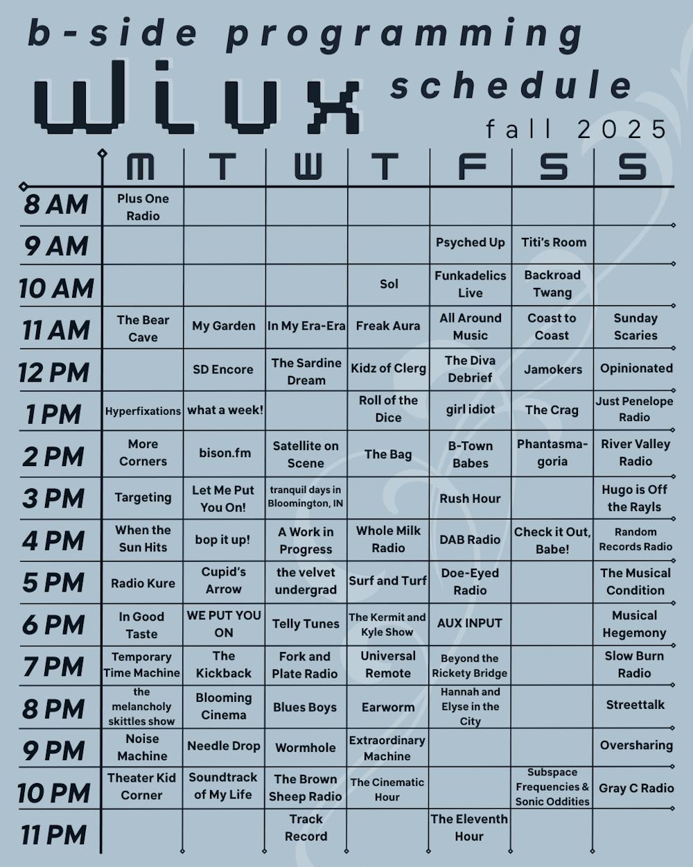 WIUX bside Fall schedule.png