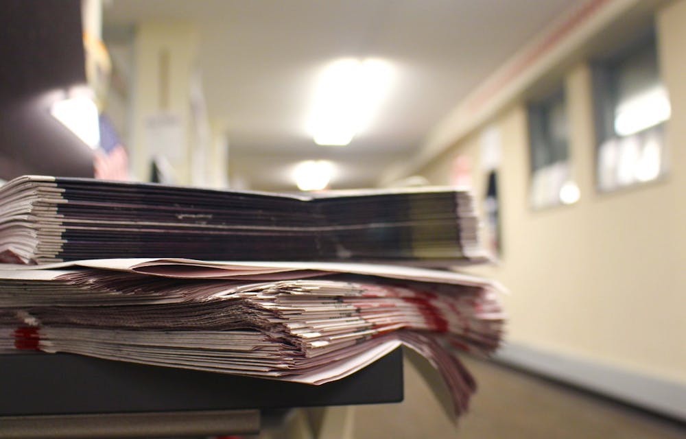 <p>A stack of Indiana Daily Student newspapers sits on a desk in the IDS newsroom. The publication celebrated its 156th birthday on Feb. 22, 2023.﻿</p>