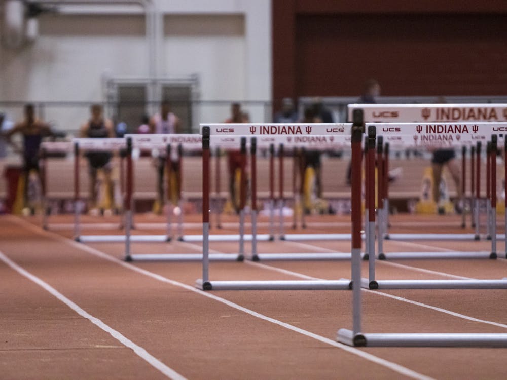 The Indiana track is pictured Jan. 21, 2022, at Gladstein Fieldhouse. This weekend, Indiana men&#x27;s and women&#x27;s track competed at the Raleigh Relays. 
