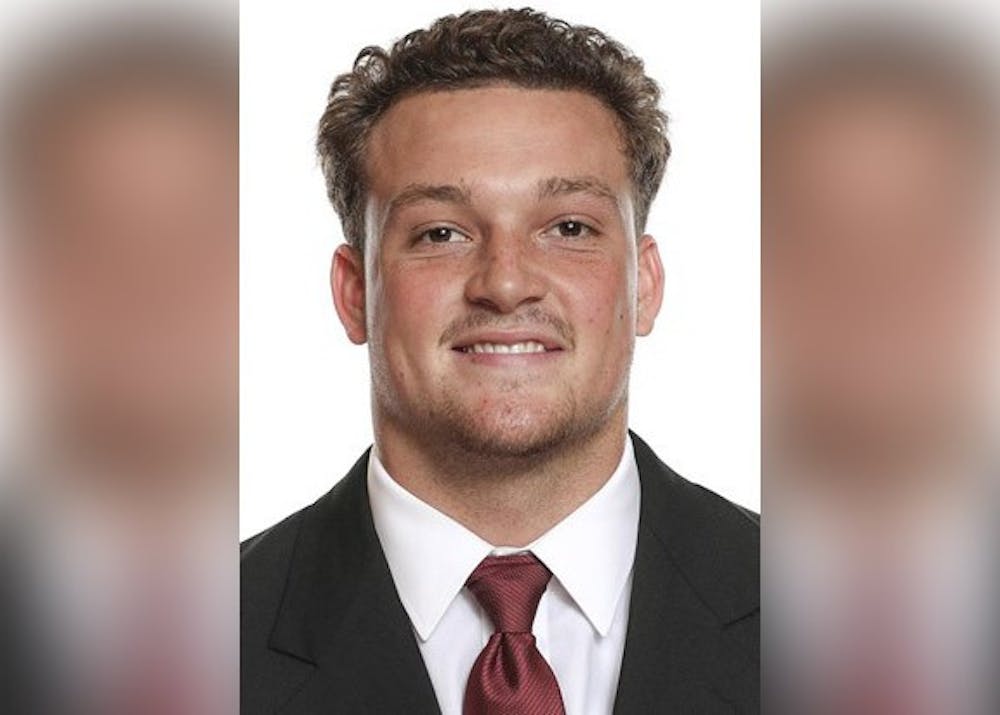 <p>Redshirt sophomore tight end Peyton Hendershot poses for a photo. Hendershot was arrested Feb. 22 on multiple charges including domestic battery. </p>