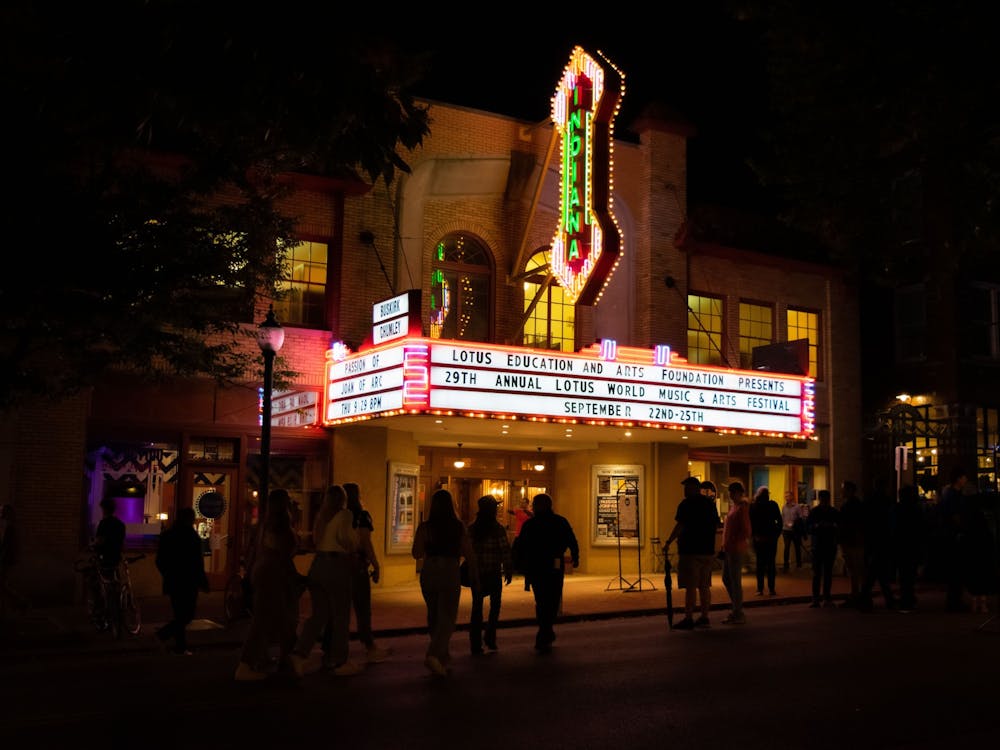 Lotus World Music and Arts Festival attendees walk into the Buskirk-Chumley Theater Sept. 23, 2022. Podcaster Daniel Alarcón held a presentation of his radio podcast “Radio Ambulante&quot; at 7 p.m. Nov. 1, 2022, at the Buskirk-Chumley Theater.