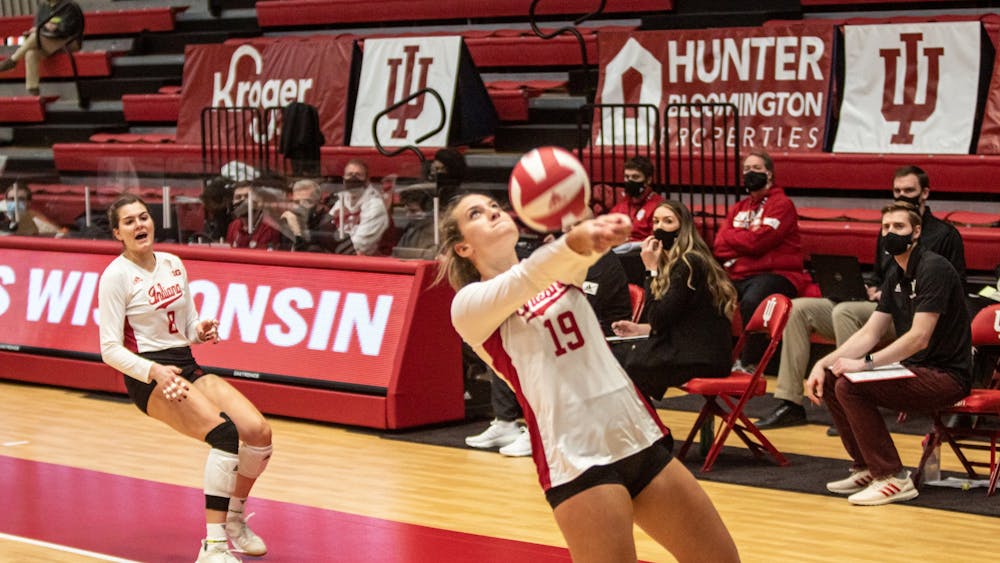 Sophomore outside hitter Ashley Zulauf hits the ball against Wisconsin on Saturday. The Hoosiers play No. 8 Penn State on Friday in University Park, Pennsylvania. 