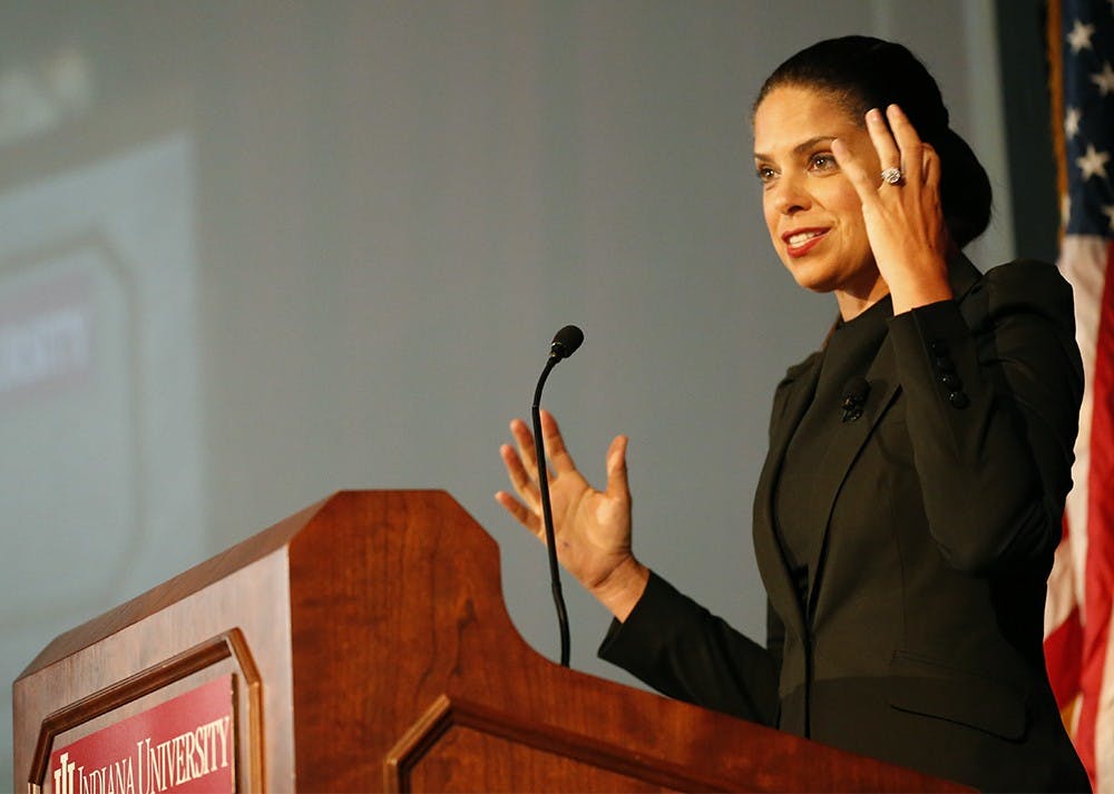 Soledad O'Brien Brittany speaks how the American society has been challenged from racism during the 201 Martin Luther King Jr. Celebration Leadership Breakfast Monday at Alumni Hall. O'Brien is a journalist and a founder of Starfish Media Group, a multi-plaform media production and distribution company focusing about race, class, weaalth, and poverty. 