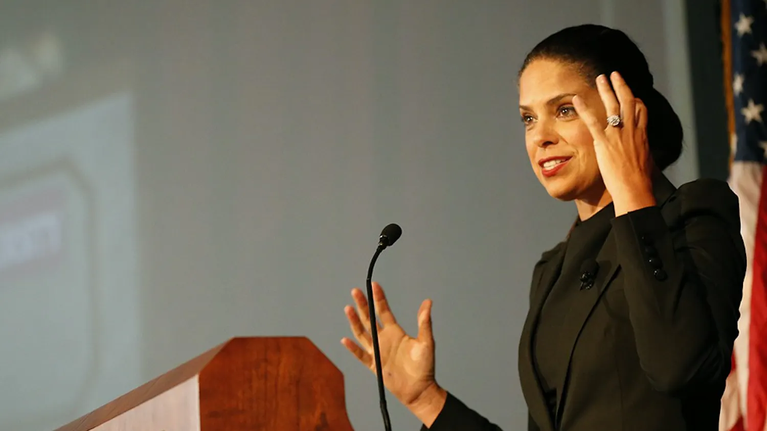 Soledad O'Brien Brittany speaks how the American society has been challenged from racism during the 201 Martin Luther King Jr. Celebration Leadership Breakfast Monday at Alumni Hall. O'Brien is a journalist and a founder of Starfish Media Group, a multi-plaform media production and distribution company focusing about race, class, weaalth, and poverty.