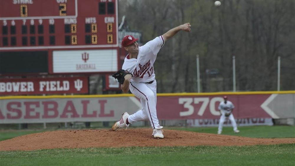 Junior pitcher Blake Monar pitches to Ohio State's top of the line-up on  April 8 at Sembower Field.  