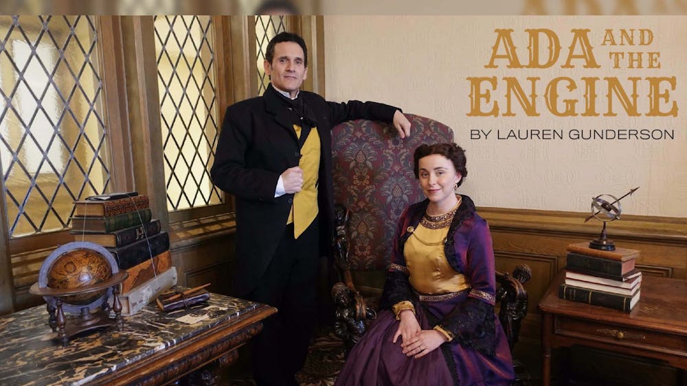 A Cardinal Stage promotional photo that features actor Megan Massie who plays Ada Lovelace and actor Eric Olson who plays Charles Babbage is pictured. Cardinal Stage will present “Ada and the Engine” March 31 to April 16 at the John Waldron Auditorium. 