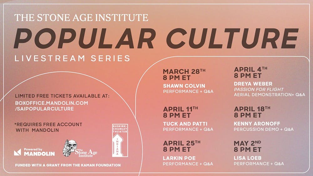 石器时代研究所的虚拟系列“流行文化”的时间表。出现了。从3月28日到5月2日，每周日都有音乐剧和舞蹈表演。