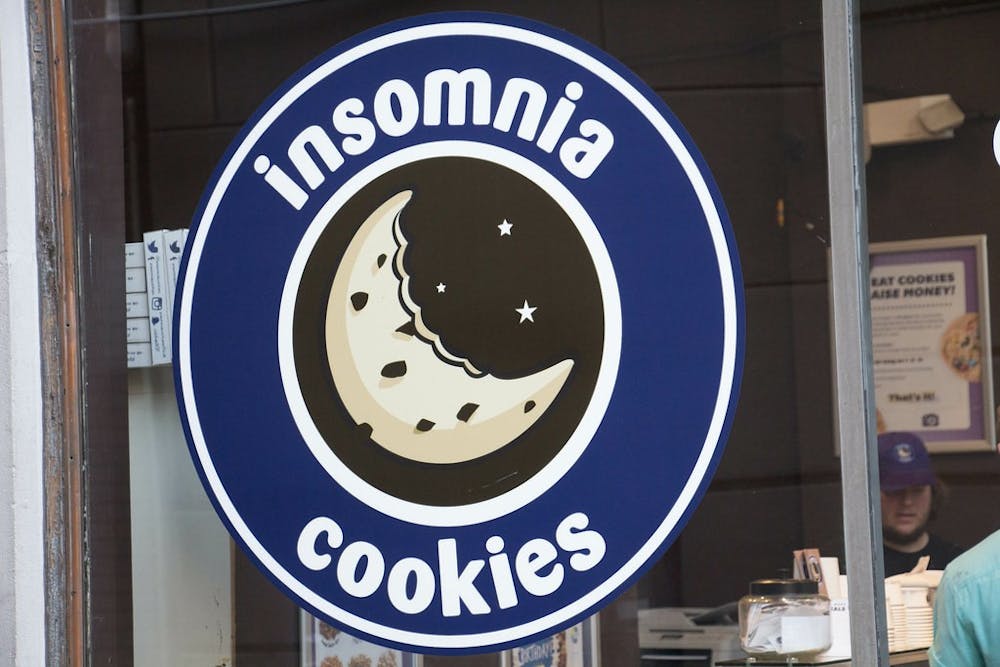 <p>An Insomnia Cookies sign appears in Philadelphia. An Insomnia Cookies will open in Bloomington on Kirkwood Avenue in February, according to a press release Friday. </p>
