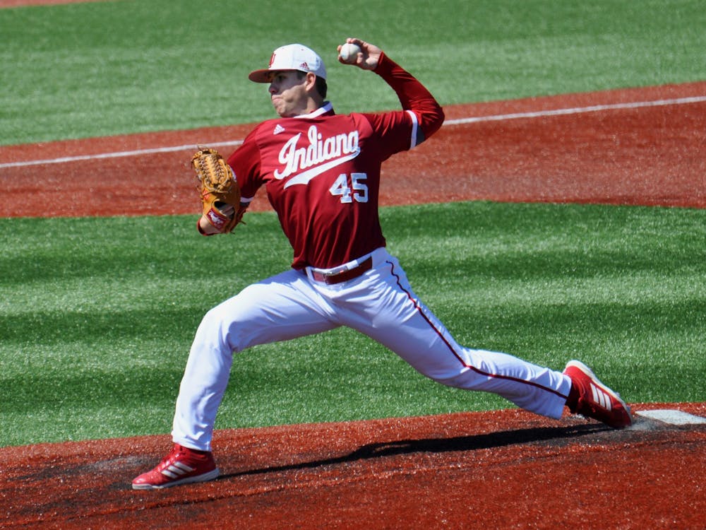 Then-senior pitcher Caleb Baragar pitches on the mound April 9, 2016, against Purdue at Bart Kaufman Field. Baragar has been named to the San Francisco Giants&#x27; 60-man roster, becoming the sixth former Hoosier to be named to a major league roster for the 2020 season.