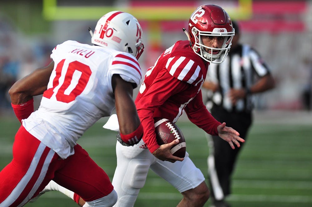 Junior quarterback Zander Diamont runs the ball on Saturday at Memorial Stadium. IU lost to Nebraska 27-22.