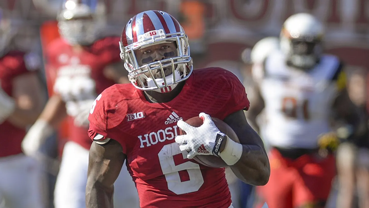 Junior running back Tevin Coleman breaks off a run during IU's game against Maryland on Sept. 27 at Memorial Stadium.