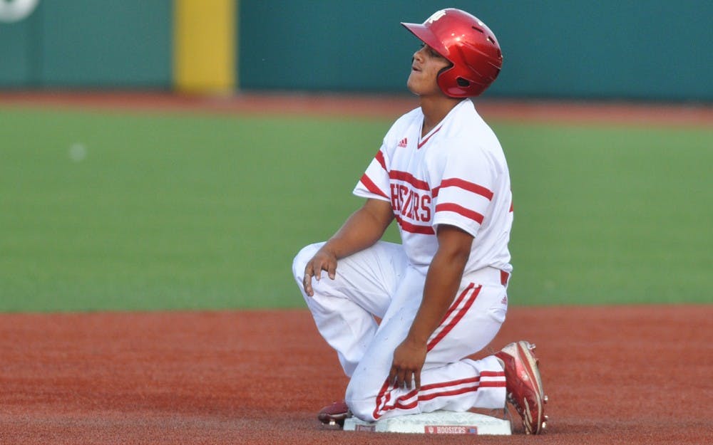 Junior Laren Eustace is caught trying to steal second base on Wednesday at Bart Kaufman Field. Indiana lost to Butler 7-5.