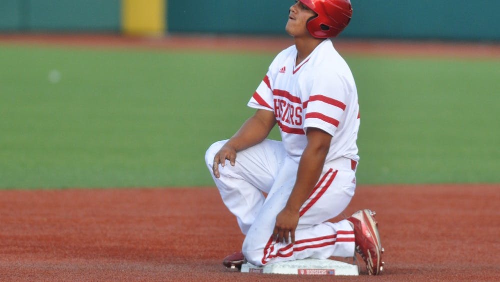 Junior Laren Eustace is caught trying to steal second base on Wednesday at Bart Kaufman Field. Indiana lost to Butler 7-5.