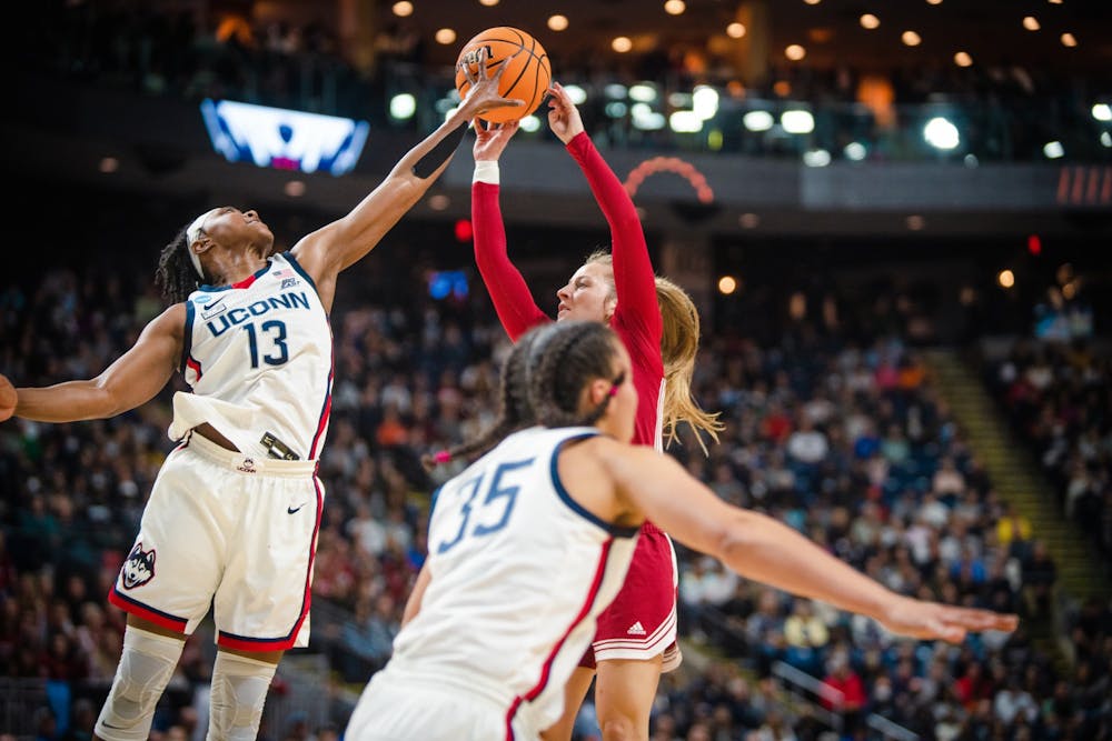 <p>Graduate guard Nicole Cardañ﻿o-Hillary is blocked by University of Connecticut forward Christyn Williams on March 26, 2022, at Total Mortgage Arena in Bridgeport, Connecticut. <strong> </strong>Cardaño-Hilary signed a professional contract with IDK Euskotren San Sebastian on June 7.</p><p><br/><br/></p>