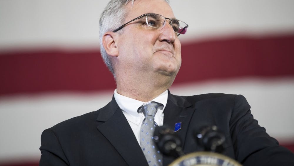 Gov. Eric Holcomb speaks Sept. 22, 2017, at the Wylam Center of Flagship East in West Lafayette, Indiana. 