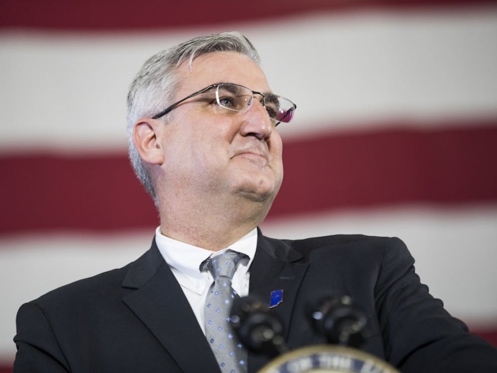 Gov. Eric Holcomb speaks Sept. 22, 2017, at the Wylam Center of Flagship East in West Lafayette, Indiana. 