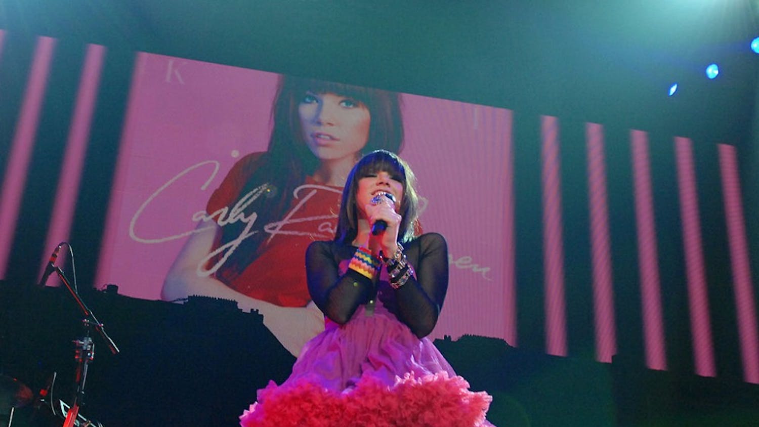 Carly Rae Jepsen performs Sept. 30, 2012, as she opens for Justin Bieber at the MGM Grand Garden Arena in Las Vegas in support of her new album, &quot;Kiss.&quot;