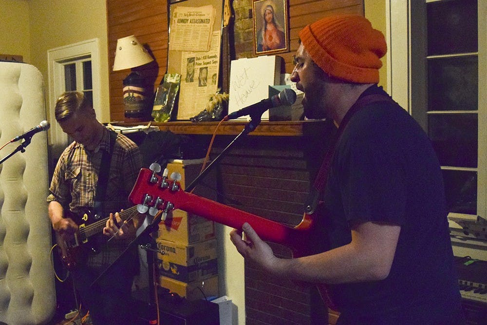 Alex Molica, frontman of garage punk band Wet Heave, practices their set list Tuesday. Wet Heave will perform 8 p.m. Thursday at the Artifex Guild.
