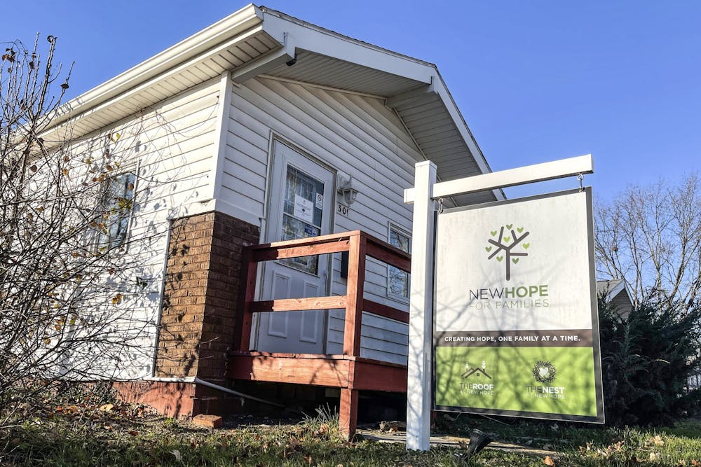 <p>New Hope for Families is seen Nov. 30, 2021, at 301 W. Second St. Bloomington shelters are struggling to meet the demands of the unhoused community. </p>