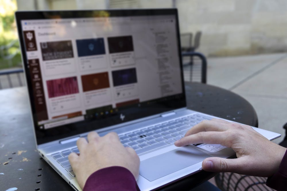 <p>An IU canvas page is seen Sept. 27, 2022. Some graduate workers are finding alternate ways to track grades to give them more control over how they teach.</p>