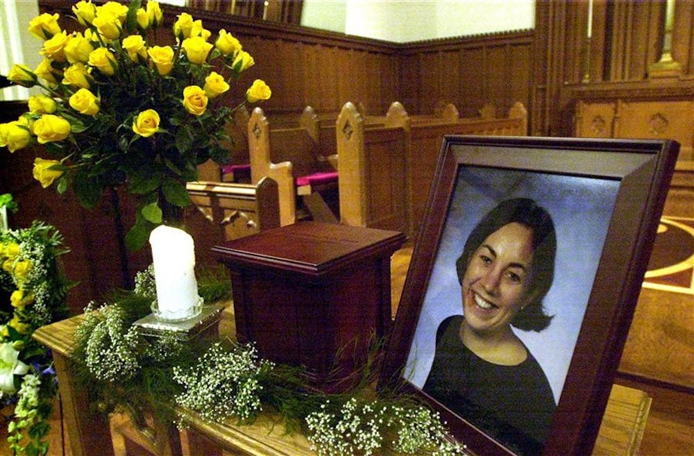 <p>A memorial display for former IU student Jill Behrman is pictured. John Myers, the man convicted of murdering an IU student more than two decades ago, is requesting a new trial.</p>
