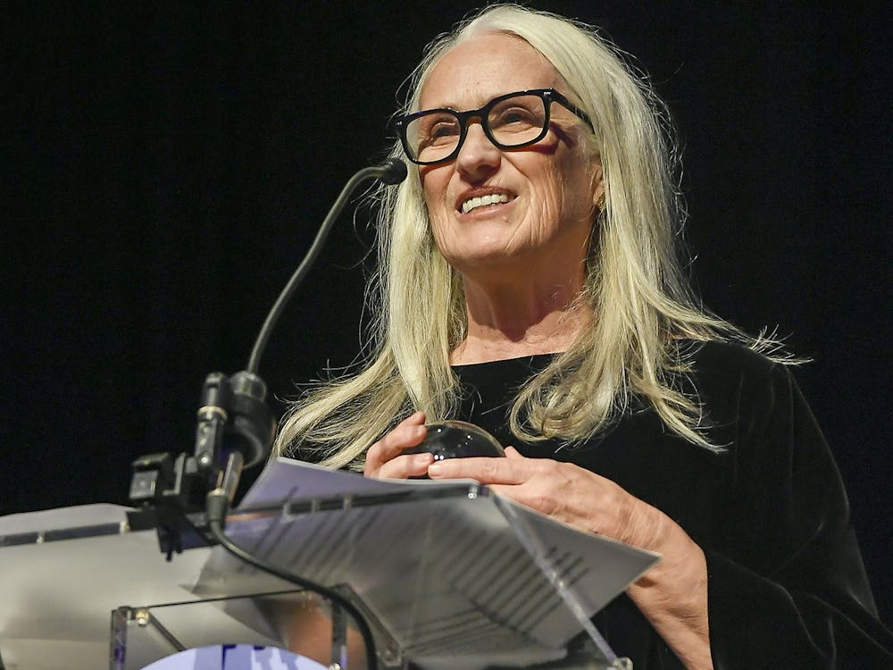 Director Jane Campion speaking at the 2021 SSFILM Awards Night on Dec. 6, 2021 is pictured. 