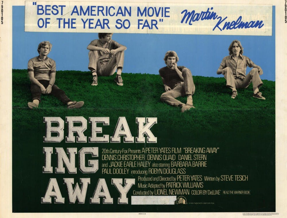 <p>"Breaking Away," directed by Peter Yates, was released in 1979. The film focuses around one of the main characters, Dave, and his victory in the Little 500 for the Cutters team.</p>