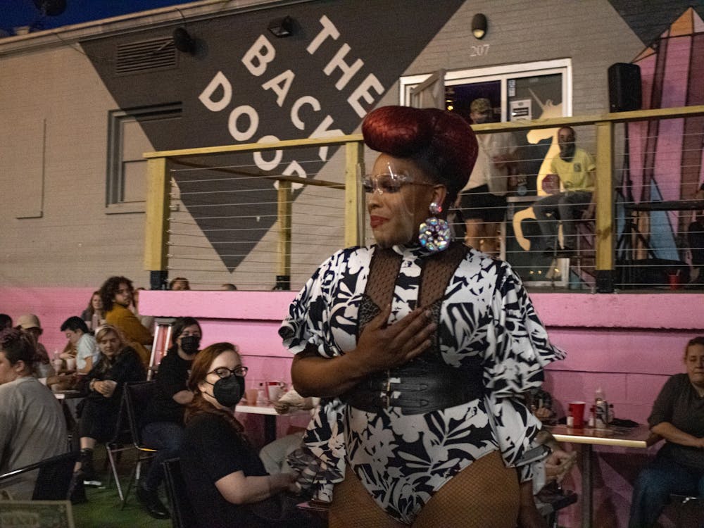 Mocha Debeauté performs Saturday night at The Back Door in Bloomington. The Back Door, an LGBTQ inclusive nightclub, reopened Saturday night after temporarily closing due to the COVID-19 pandemic.