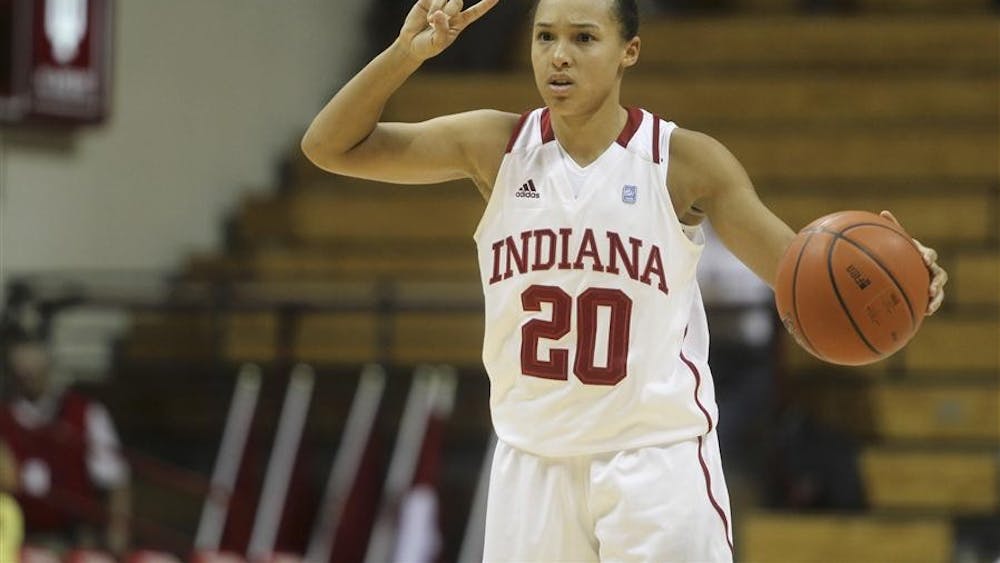 Senior guard Whitney Lindsay signals to teammates during the home opener against St. Bonaventure on Nov. 15, 2010 at Assembly Hall.