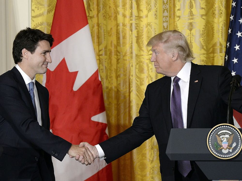 U.S. President Donald Trump and Canadian Prime Minister Justin Trudeau participate in a joint news conference in the East Room of the White House on Feb. 13, 2017 in Washington, D.C. (Olivier Douliery/Abaca Press/TNS) 