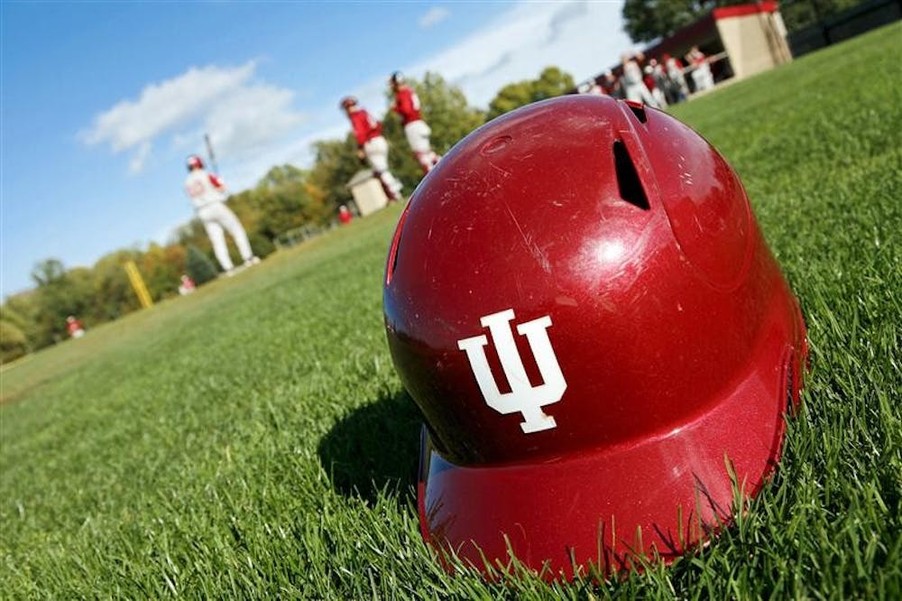 The IU baseball team readies for another inning during the first game of the Cream and Crimson World Series October 8, 2008 at Sembower Field.