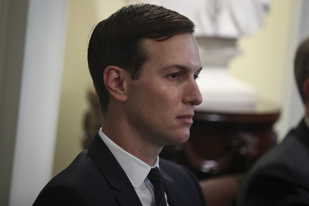 <p>Senior adviser Jared Kushner listens to President Donald Trump July 16, 2019, during a Cabinet meeting in the Cabinet Room of the White House.</p><p></p><p></p><p></p><p></p><p></p><p></p><p></p><p></p><p></p><p></p><p></p><p></p><p></p><p></p><p></p><p></p>