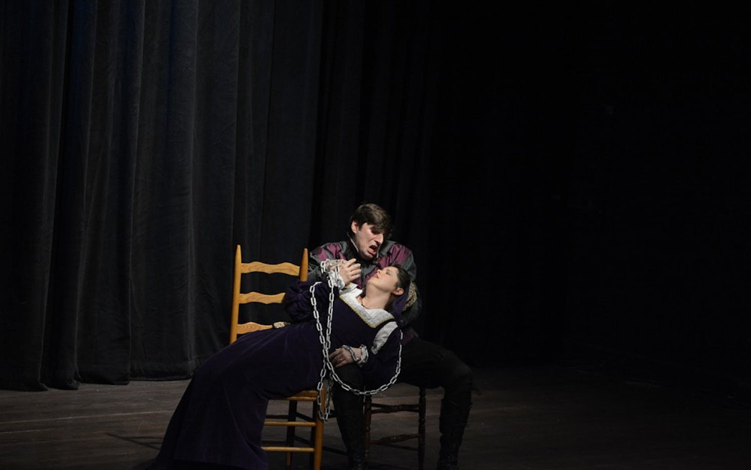 Cavalli's Masque, directed by Catherine Thurocy, is performed at the Ivy Tech Waldron Auditorium, Jan. 14. Photo by Wenqing Yan. 