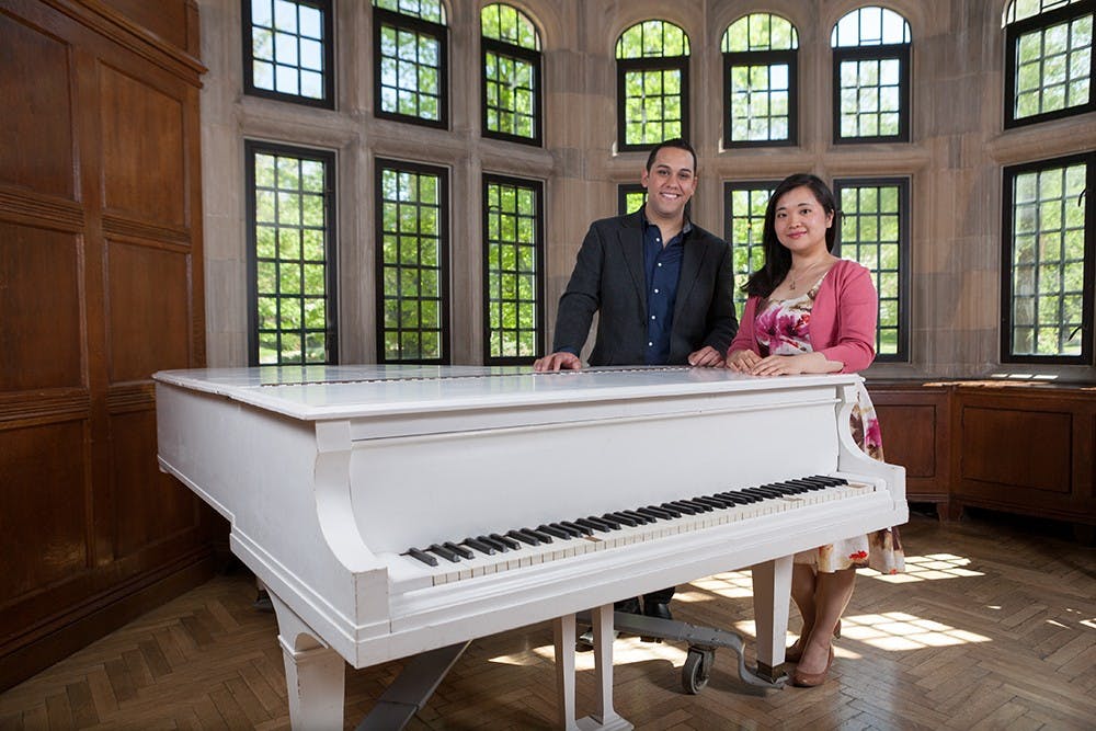 Bruno Sandes, left, and Hanmo Qian recently won a recording competition, and will have a concert to celebrate the release of their new CD.