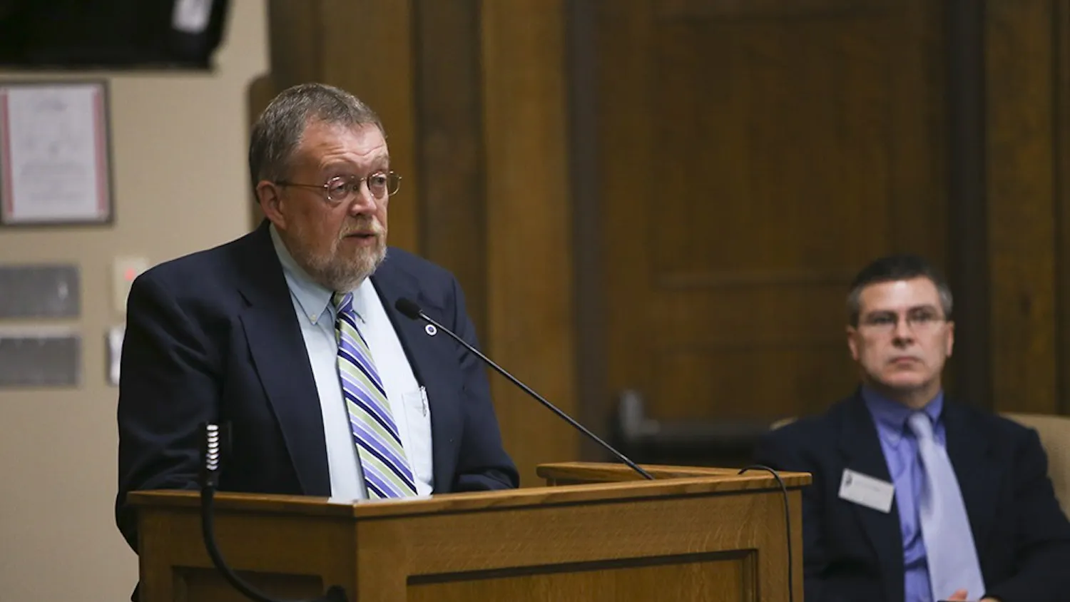 Bill Williams, director of Monroe County Highway Department, speaks at the public hearing of Fullerton Pike Corridor Improvements.