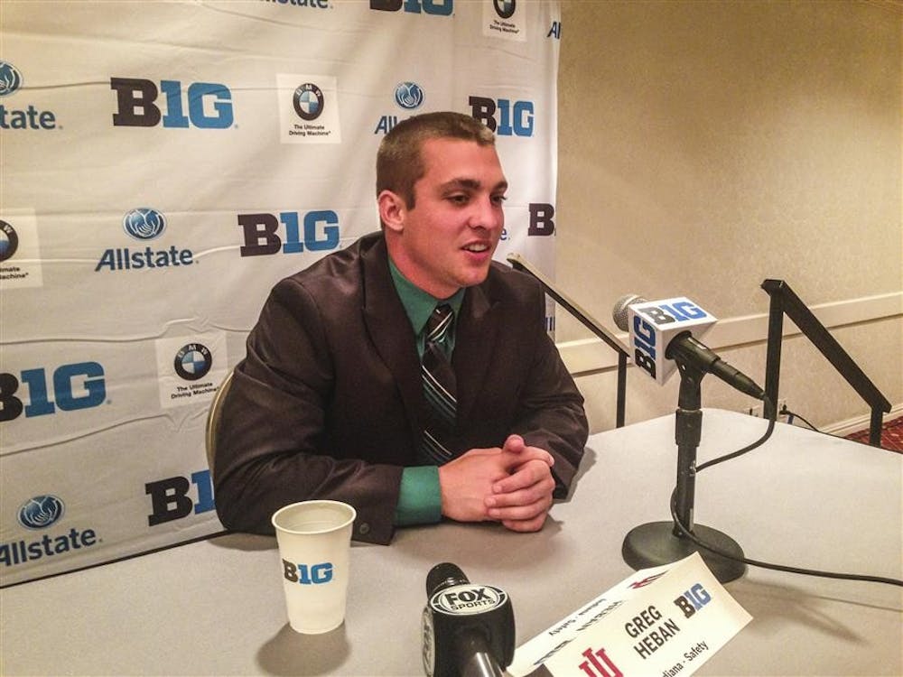 IU football safety Greg Heban is interviewed Wednesday at Big Ten Media Day.