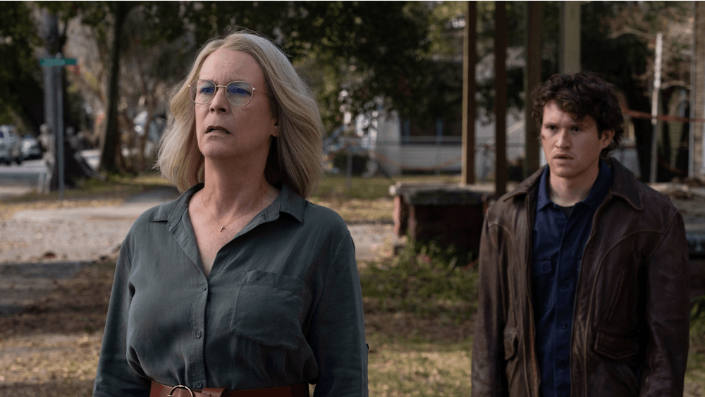 Jamie Lee Curtis and Rohan Campbell star in the 2022 film &quot;Halloween Ends.&quot;﻿