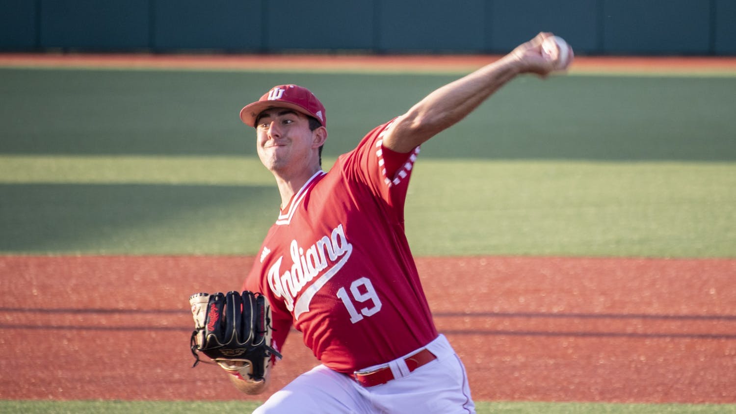 Then-sophomore pitcher Tommy Sommer pitches the ball against the University of Louisville on May 14, 2019, at Bart Kaufman Field.