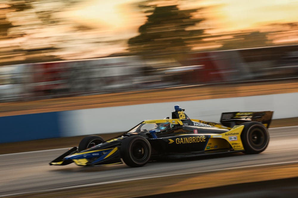 <p>Colton Herta tests his No. 26 Andretti Autosport Honda IndyCar at a preseason test Feb. 14, 2022, at Sebring International Raceway in Sebring, Florida. The IndyCar season starts Sunday with the Firestone Grand Prix of St. Petersburg on the streets of St. Petersburg, Florida.</p>