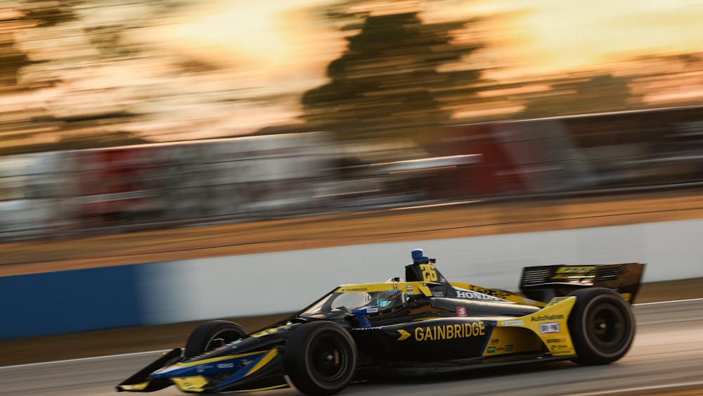 Colton Herta tests his No. 26 Andretti Autosport Honda IndyCar at a preseason test Feb. 14, 2022, at Sebring International Raceway in Sebring, Florida. The IndyCar season starts Sunday with the Firestone Grand Prix of St. Petersburg on the streets of St. Petersburg, Florida.