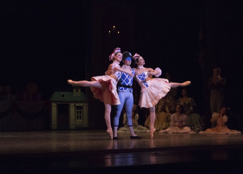 <p>Cecilia Zanone, Reece Conrad and Jadyn Dahlberg dance as life-like dolls in "The Nutcracker." The ballet will run Nov. 30, Dec. 1 and 2 at 7:30 p.m., and Dec. 2 and 3 at 2 p.m. at the Musical Arts Center.</p>